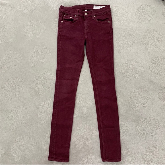 Rag & Bone Burgundy Skinny Jeans in Port Wash - Picture 6 of 8